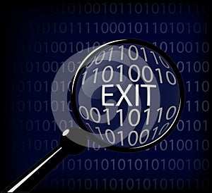 Finding and finding the right information. View the code of the program. Magnifying glass and the result in it. A