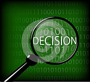 Finding and finding the right information. View the code of the program. Magnifying glass and the result in it. A