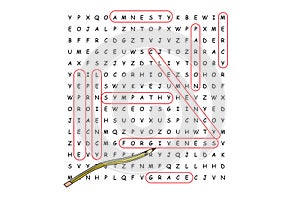 Finding forgiveness in word search puzzle