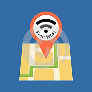 Finding free Wi-Fi zone concept . Flat design.