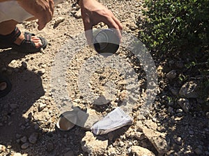 Finding a Geocache at the Oak Flat Campground near Globe, Arizona