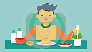 Finding joy in the simplicity of a homecooked meal rather than seeking perfection or extravagance.. Vector illustration. photo