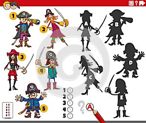 finding shadows activity with cartoon pirates characters