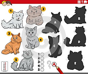 finding shadows game with cartoon cats animal characters