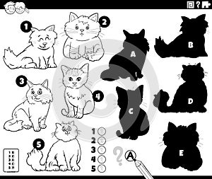 finding shadows game with cartoon cats coloring page