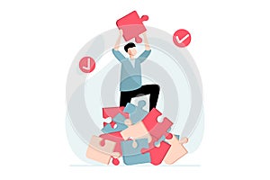 Finding solution concept with people scene in flat design