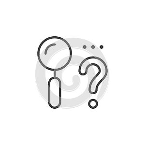 Finding solution line outline icon