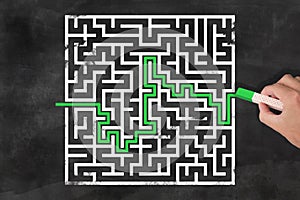 Finding way through maze concept