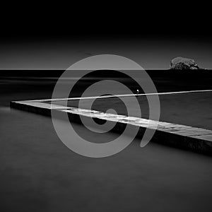 Fine art black and white image of North Berwick tidal swimming pool