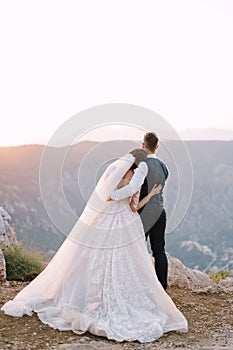 Fine-art destination wedding photo in Montenegro, Mount Lovchen.