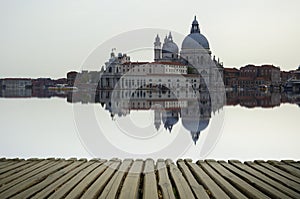 Fine art image with Grand Canal and Basilica Santa Maria della Salute, reflected on the water surface,