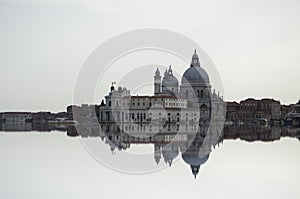 Fine art image with Grand Canal and Basilica Santa Maria della Salute, reflected on the water surface,