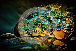 Fine Art Pointillism seaglass golden streams abstract