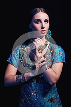 Fine art portrait of beautiful fashion Indian