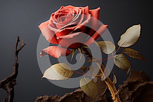 Fine Art Rose: Rose in a Frame with Artistic Style - Generative AI