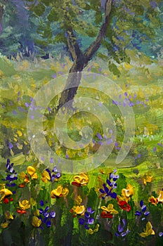 Fine Arts Like Monet impressionism flowers painting claude oil landscape field paint.