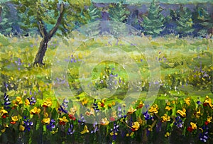 Fine Arts Like Monet impressionism flowers painting claude oil landscape field paint.