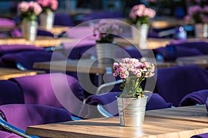 Fine Banquet Table Setting With Bouquet