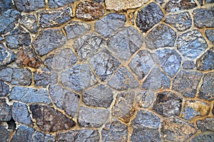 Fine cut blue and yellow stone wall