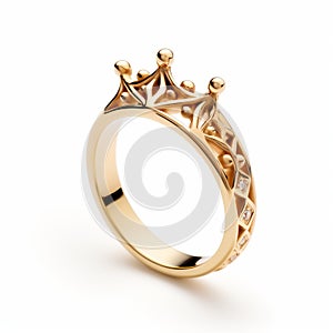 Fine And Detailed Crown Ring Set In Yellow Gold