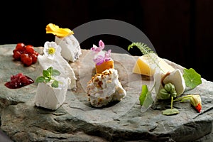 Fine dining cheese plate