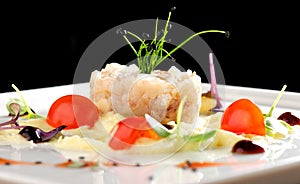 Fine dining, Elegant seabass tartare with potato