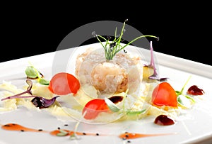 Fine dining, Elegant seabass tartare with potato