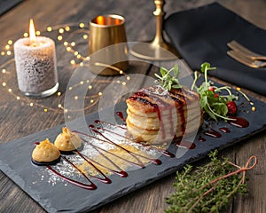 Fine Dining Meat Presentation with Microgreens