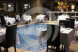Fine dining restaurant with pool