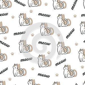 Fine Feline Fun with Meow Vector Seamless Pattern