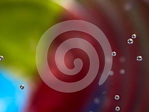 Fine gas bubbles on colorful background
