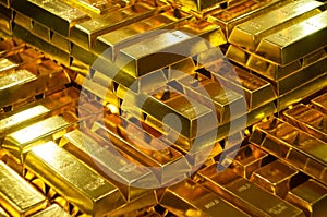 Fine Gold Bars In Bank Vault
