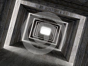 Fine image 3d of concrete tunnel and lateral light