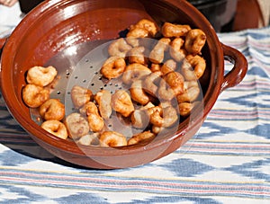 Fine majorcan doughnuts called bunjols