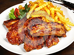 Fine Meat - Grilled Marinated Pork Spareribs with French Fries