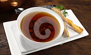Fine Meat - Oxtail Soup - Appetizer with Puff Pastry Cheese Snack