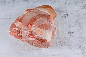 Fine meat pork leg on a butchery board