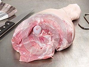 Fine Meat - Pork Leg - Pork Meat on a Butchery Board