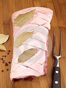 Fine Meat - Pork Suckling Loin - Prepared Pork Meat on a Kitchen Board