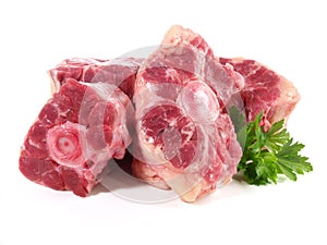 Fine Meat - Raw Oxtail Pieces isolated on white Background