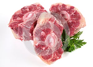 Fine Meat - Raw Oxtail Pieces on white Background