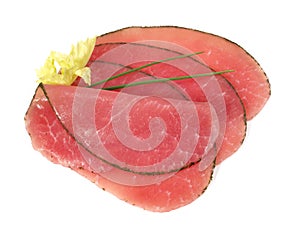 Fine Meat - Graved Rolled Fillet of Ham on white Background