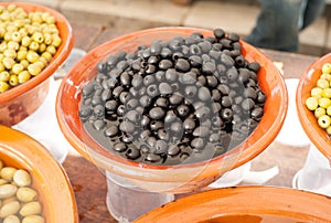 Fine olives at market stall