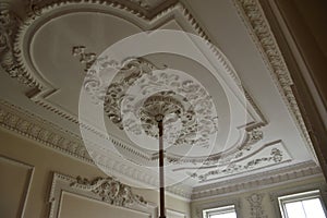 Fine plaster ceiling at Mompesson House, Salisbury, Wiltshire, England