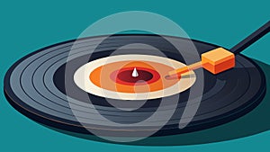 The fine point of a record needle slowly lowering onto a vinyl ready to produce music. Vector illustration.