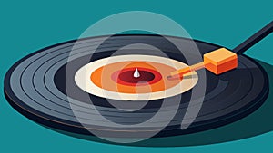 The fine point of a record needle slowly lowering onto a vinyl ready to produce music. Vector illustration. photo