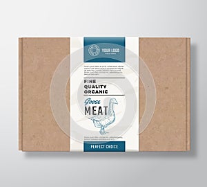 Fine Quality Organic Goose Craft Cardboard Box. Abstract Vector Meat Paper Container with Label Cover. Packaging Design