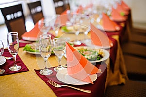 Fine restaurant dinner table place setting