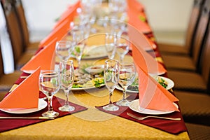 Fine restaurant dinner table place setting