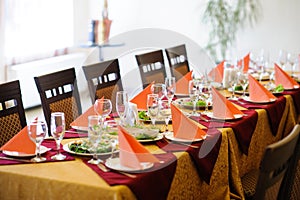 Fine restaurant dinner table place setting